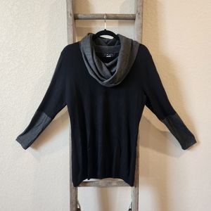 P•Luca Milano Women's Black & Grey Cowl Neck Sweater- Size Large